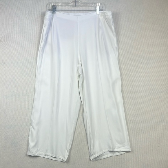 J. Jill Size L 100% Rayon Pull On Wide Leg Cropped Pants White Mature Capsule - Picture 1 of 10